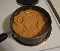 Chicken paprikash in a sauce pot
